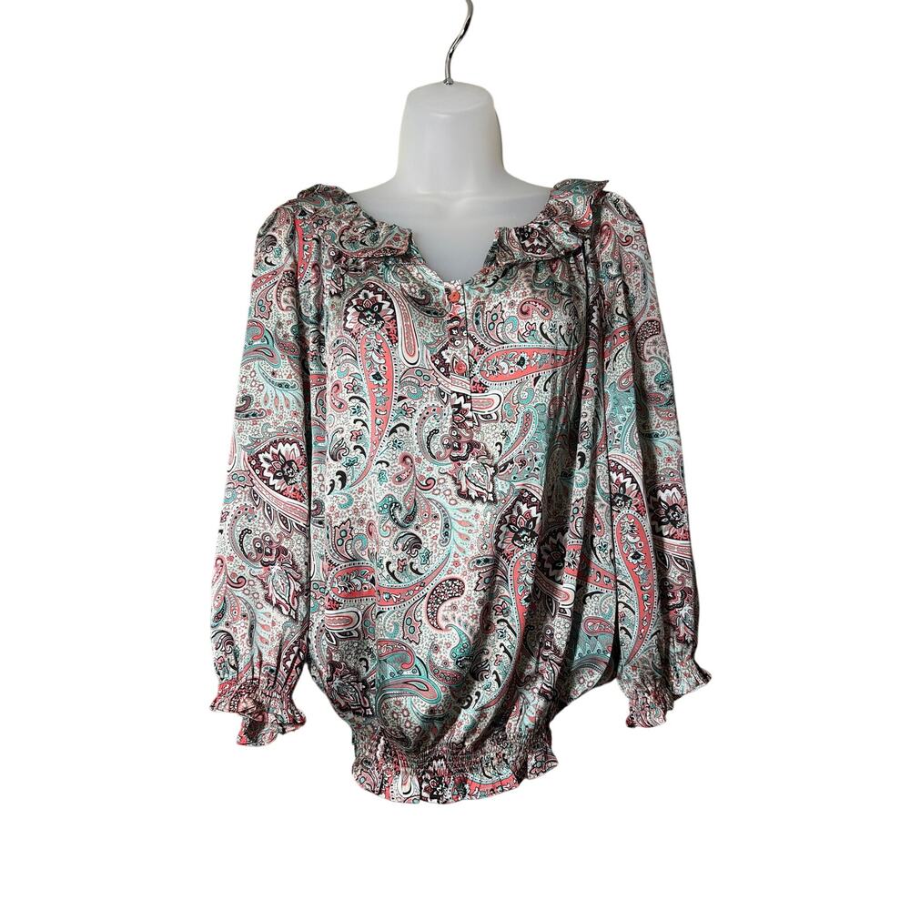 Dress Barn Paisley Print Silky Women’s Blouse Top Size Medium